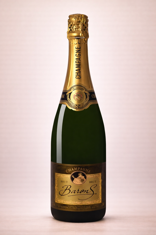 Flasche Champagne Baron's Grande Reserve Brut, Halbflasche 375 ml, mit goldener Kapsel