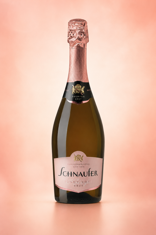Flasche Schnaufer Pinot Rosé Brut, Sekt aus Württemberg, Deutschland